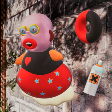 Digital Arts titled "Bébé avec diarrhée…" by Loïc Frère, Original Artwork, Digital Painting Mounted on Aluminium