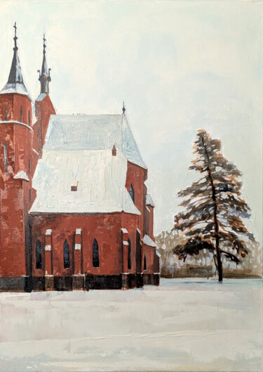 Painting titled "Saint Mary's Scapul…" by Alexander Mikhaylov, Original Artwork, Oil Mounted on Wood Stretcher frame