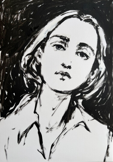 Painting titled "Black and White Acr…" by Larisa Zaytseva, Original Artwork, Acrylic