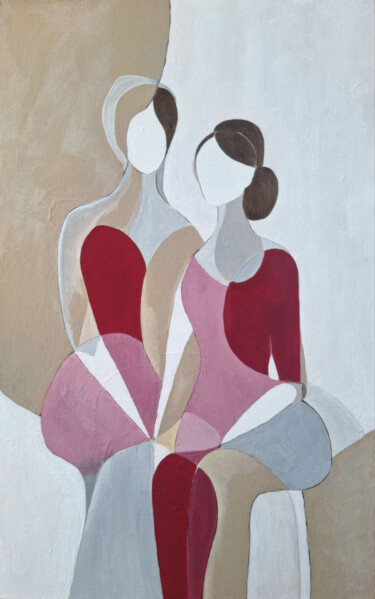 ""Sisters" Two abstr…" başlıklı Tablo Katerina Elle tarafından, Orijinal sanat, Akrilik Karton üzerine monte edilmiş