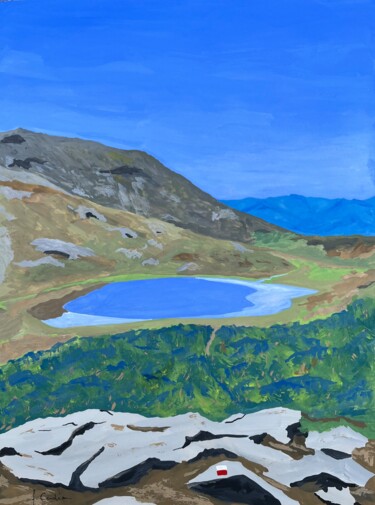 Malerei mit dem Titel "Lac de Nino - GR20…" von Frédéric Cadiou, Original-Kunstwerk, Gouache