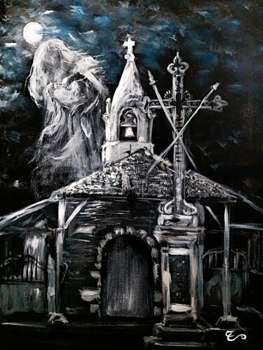 "La Dame Blanche s'i…" başlıklı Tablo Christine Cailleau tarafından, Orijinal sanat, Akrilik Ahşap Sedye çerçevesi üzerine m…