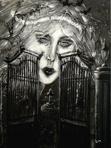 "La Dame Blanche au…" başlıklı Tablo Christine Cailleau tarafından, Orijinal sanat, Akrilik Ahşap Sedye çerçevesi üzerine mo…