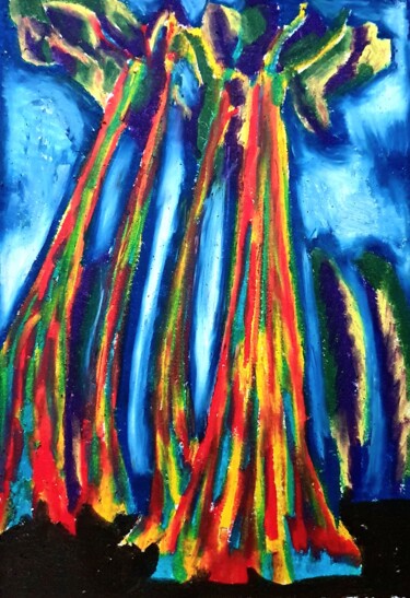 Peinture intitulée "Mammutbäume" par Anne Goldhahn, Œuvre d'art originale, Pastel