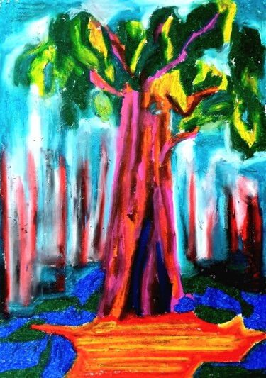 Peinture intitulée "Mammutbäume II" par Anne Goldhahn, Œuvre d'art originale, Pastel