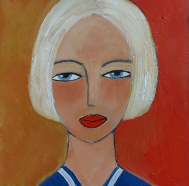 Peinture intitulée "Nordic Girl" par Nelly Van Nieuwenhuijzen, Œuvre d'art originale, Acrylique Monté sur Panneau de bois