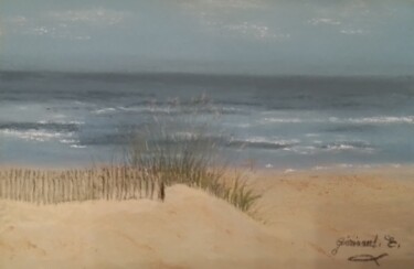 Tekening getiteld "La plage comme j'ai…" door Etienne Guérinaud, Origineel Kunstwerk, Pastel Gemonteerd op Karton