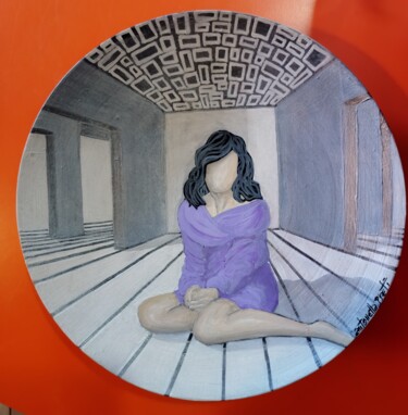 "Piatto in legno dip…" başlıklı Tablo Antonella Preti tarafından, Orijinal sanat, Akrilik