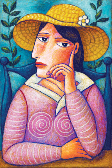 "Femme assise avec p…" başlıklı Dijital Sanat Pacôme Coquet tarafından, Orijinal sanat, Mürekkep Alüminyum üzerine monte edi…