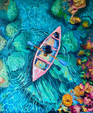 Peinture intitulée "Turquoise Dreams" par Olga Blazhko, Œuvre d'art originale, Huile Monté sur Châssis en bois