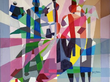 绘画 标题为“La solidarité” 由Tchim, 原创艺术品, 丙烯 安装在木质担架架上