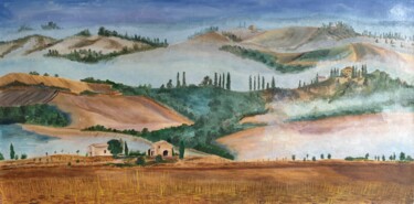 Painting titled "Fog in the Tuscan p…" by Anna Skripova, Original Artwork, Oil