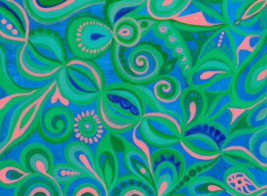 "Green and blue dood…" başlıklı Tablo Mika Shigeru tarafından, Orijinal sanat, Akrilik Karton üzerine monte edilmiş