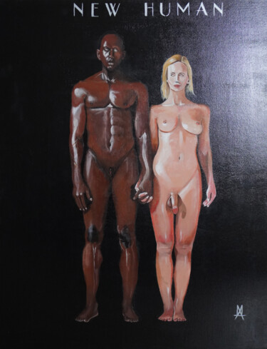 Peinture intitulée "NEW HUMAIN" par Mabdlm, Œuvre d'art originale, Acrylique Monté sur Châssis en bois