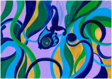 Painting titled "Blue lilac ultracol…" by Mika Shigeru, Original Artwork, Acrylic