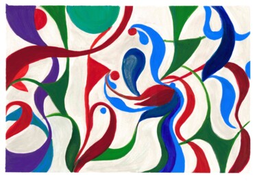 Painting titled "Abstraction multico…" by Mika Shigeru, Original Artwork, Acrylic