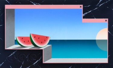 Peinture intitulée "Window View 07 - Me…" par Low Bros, Œuvre d'art originale, Huile Monté sur Châssis en bois