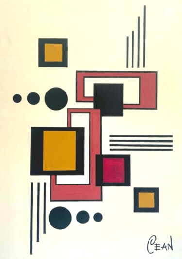 Painting titled "Geometric abstract…" by Cesare Andreoli, Original Artwork, Acrylic Mounted on Wood Stretcher frame