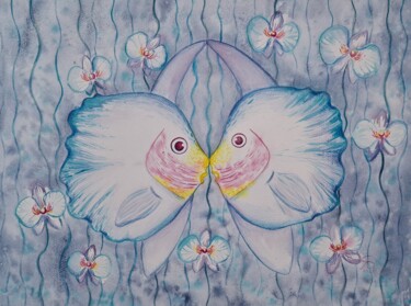 Pintura intitulada "The Tenderness of a…" por Yana Bila, Obras de arte originais, Aquarela