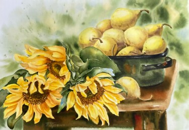 Painting titled "Autumn still life,…" by Natalia Butenko, Original Artwork, Watercolor