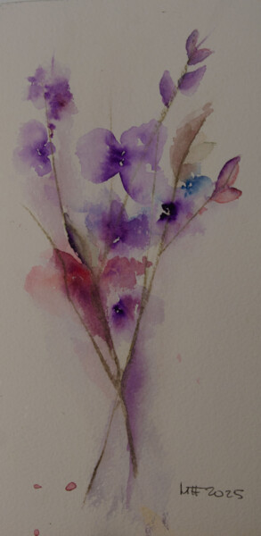Painting titled "Soffio floreale" by Mtf, Original Artwork, Watercolor
