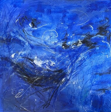 Painting titled "Dynamic Blue Abstra…" by Larisa Zaytseva, Original Artwork, Acrylic