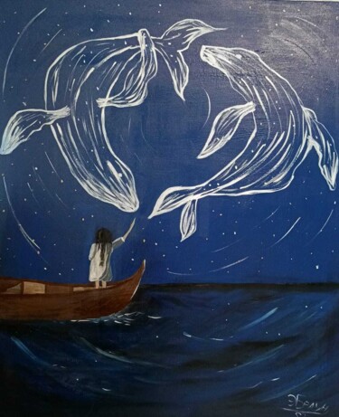 Painting titled "Гармония ночи." by Emilia Braun, Original Artwork, Acrylic