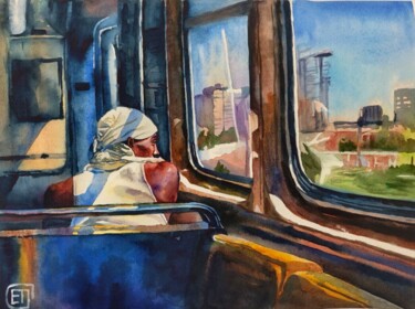 ""В окно поезда" акв…" başlıklı Tablo Jane Skuratova tarafından, Orijinal sanat, Suluboya
