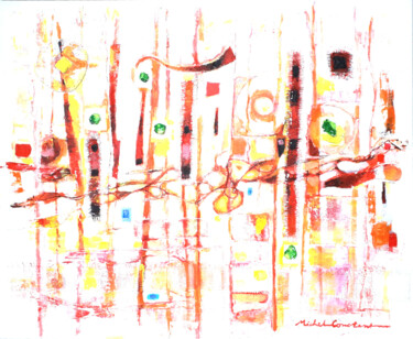 Painting titled "Europe CO2 & COVID" by Michel Constant, Original Artwork, Acrylic Mounted on Cardboard