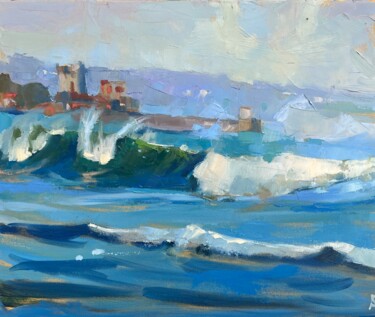 Malerei mit dem Titel "Paysage marin. Fort…" von Elena Recondo, Original-Kunstwerk, Öl Auf Keilrahmen aus Holz montiert