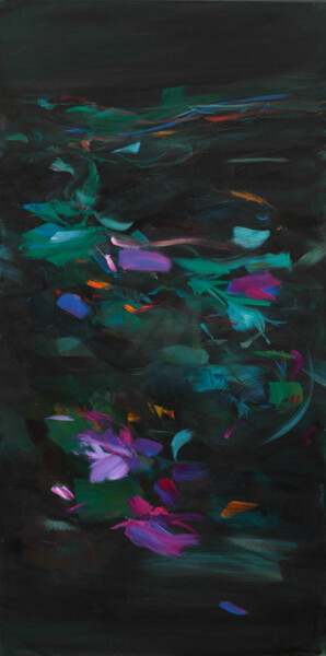 Ζωγραφική με τίτλο "Moonlight serenade…" από Ute Laum, Αυθεντικά έργα τέχνης, Ακρυλικό Τοποθετήθηκε στο Ξύλινο φορείο σκελετό