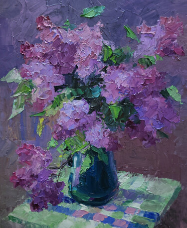 Pintura titulada "Lilac on the Table" por Boris Serdyuk, Obra de arte original, Oleo Montado en Bastidor de camilla de madera
