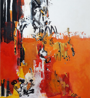 Malarstwo zatytułowany „Le Reveil” autorstwa Helen Hill, Oryginalna praca, Kolaże Zamontowany na Drewniana rama noszy