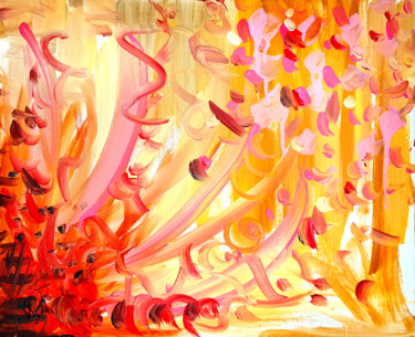 Painting titled "Tableau Abstrait Or…" by Pvettese, Original Artwork, Acrylic Mounted on Wood Stretcher frame