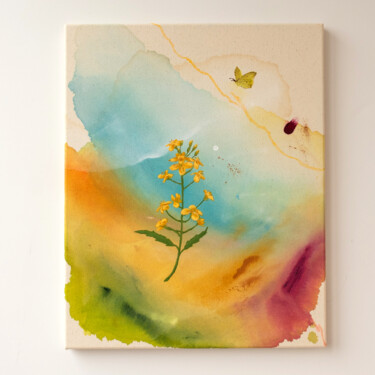 Peinture intitulée "Rapeseed field" par Yana Bolbot, Œuvre d'art originale, Acrylique