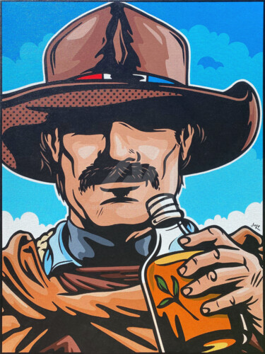 Schilderij getiteld "Carrulim Gaucho" door Jamie Lee, Origineel Kunstwerk, Acryl Gemonteerd op Frame voor houten brancard