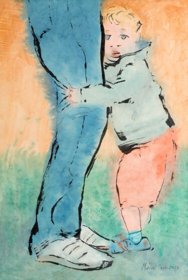 Pintura titulada "Small embrace, stro…" por Marcel Garbi, Obra de arte original, Acuarela