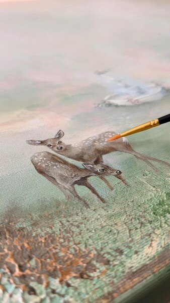 Schilderij getiteld "Whispers of the For…" door Maryam Zarei, Origineel Kunstwerk, Acryl