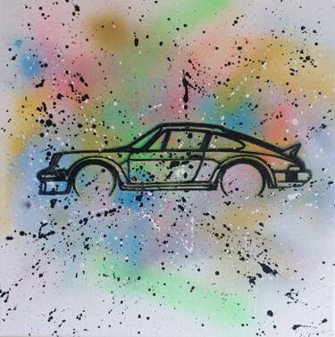 Painting titled "PyB Porsche 911 , 2…" by Pyb, Original Artwork, Acrylic Mounted on Wood Stretcher frame