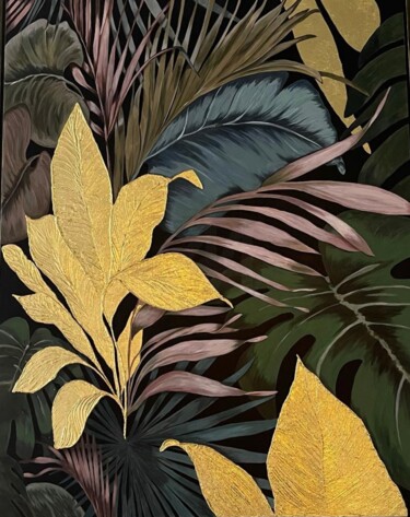 "Тропические листья" başlıklı Tablo G_art tarafından, Orijinal sanat, Akrilik Ahşap panel üzerine monte edilmiş
