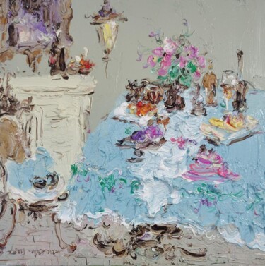 Painting titled "Refined Moments" by Zhaohui Zeng, Original Artwork, Oil