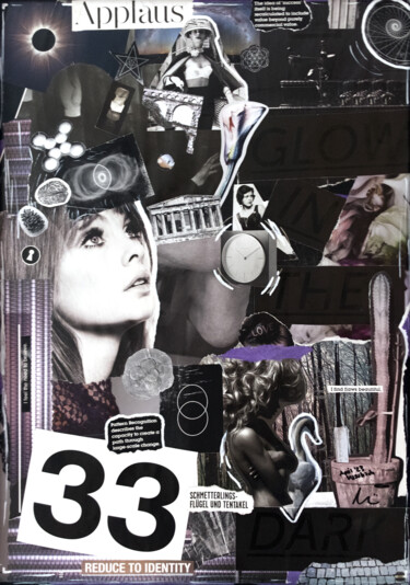 Collages titled "Glow in the Dark 33" by Myredrm, Original Artwork, Collages Mounted on Wood Panel