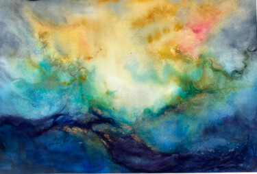 Painting titled "Flares" by Marianne Van Den Heuvel, Original Artwork, Watercolor