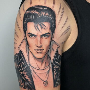 Digital Arts titled "elvis tattoo" by José Espiguinha, Original Artwork, Digital Painting
