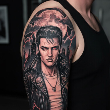 Digital Arts titled "elvis tattoo1" by José Espiguinha, Original Artwork, Digital Painting