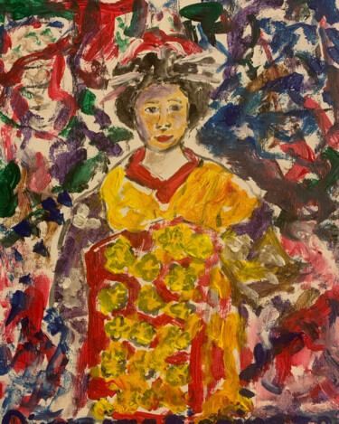 "Oiran imaginaire" başlıklı Tablo Toshio Asaki tarafından, Orijinal sanat, Akrilik