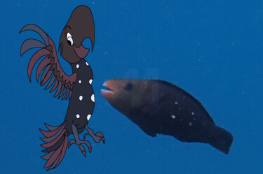 Digital Arts titled "perroquet brulé fem…" by Mildrède Brevet, Original Artwork, Digital Collage