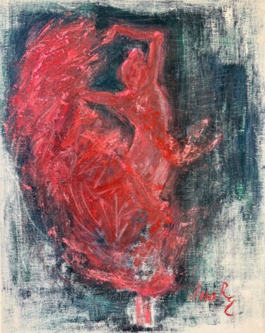 "Flamenco 2" başlıklı Tablo Loudmila Harscouet tarafından, Orijinal sanat, Petrol Ahşap Sedye çerçevesi üzerine monte edilmiş