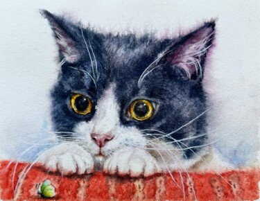 "Kitty hunting a but…" başlıklı Tablo Yuliya Ozdemir tarafından, Orijinal sanat, Suluboya