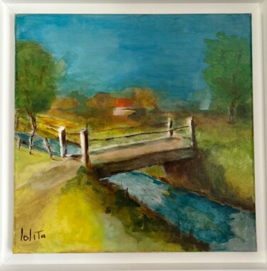 "Pont enjambant le F…" başlıklı Tablo Lolita Pena tarafından, Orijinal sanat, Petrol Ahşap Sedye çerçevesi üzerine monte edi…
